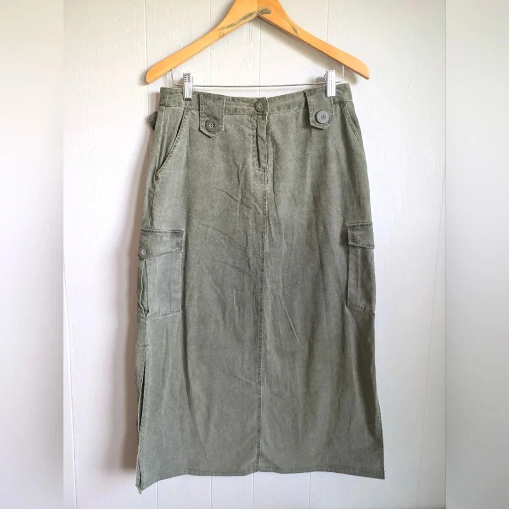 No Boundaries Cargo Maxi Skirt‎ in Olive Green size 7 Vintage 90's Y2K Granola